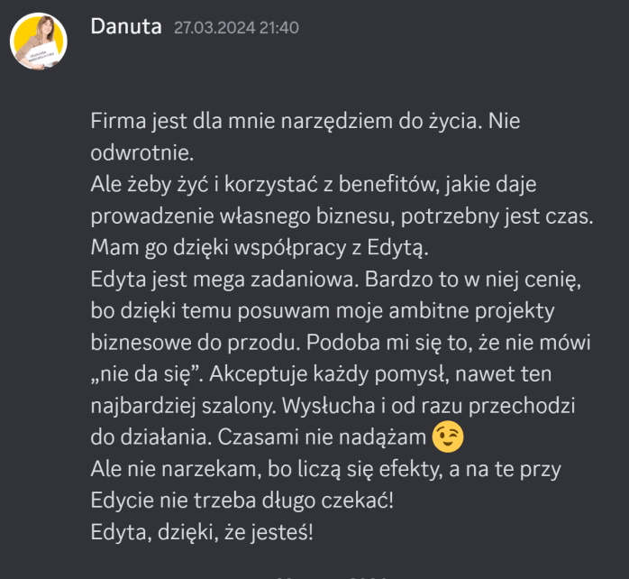 Opinia Danki Piaseckiej