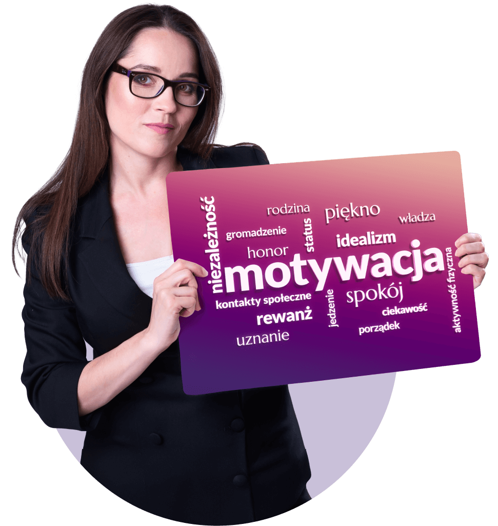 Edyta Rygielska z infografiką o motywatorach RMP